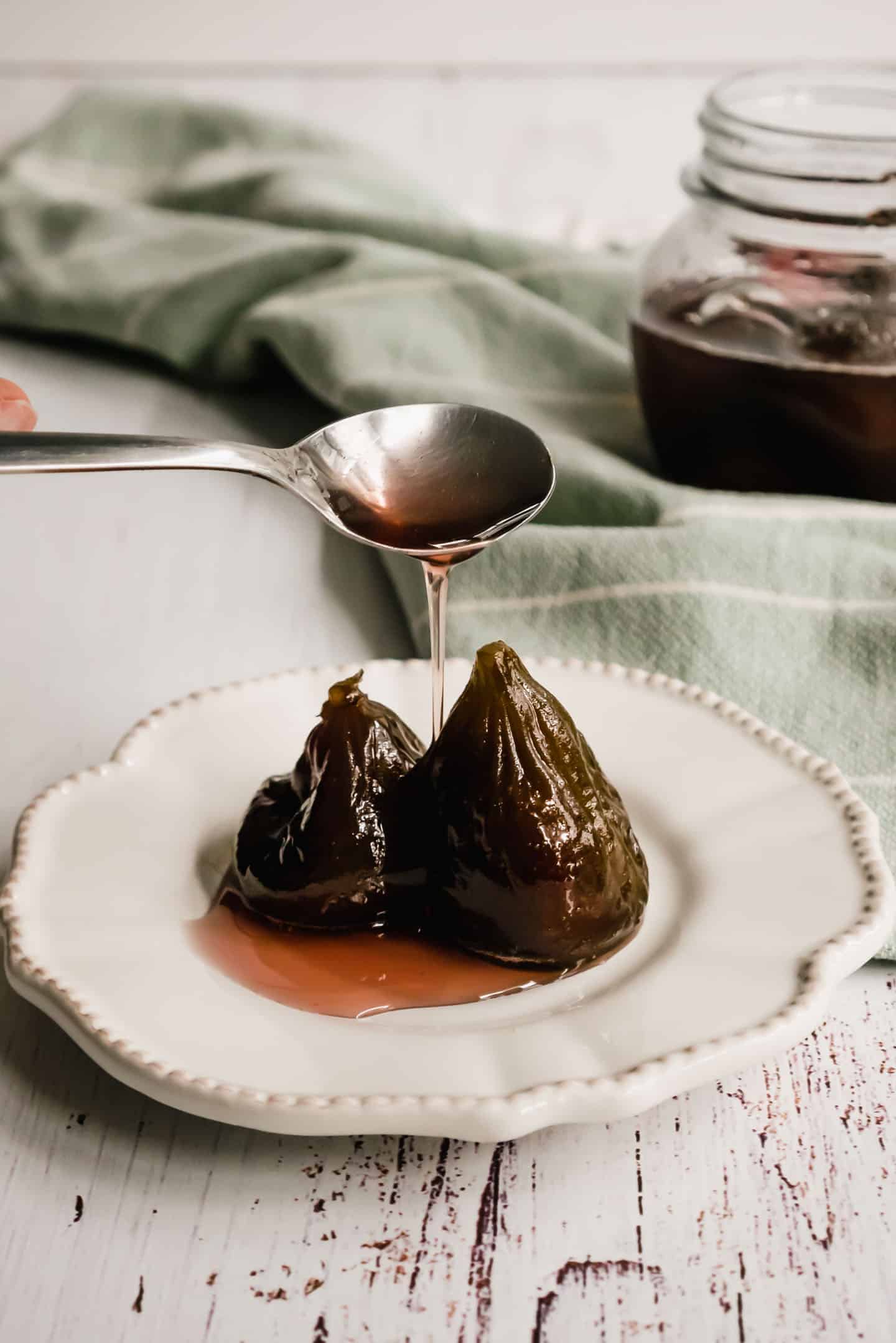 Dripping syrup on figs