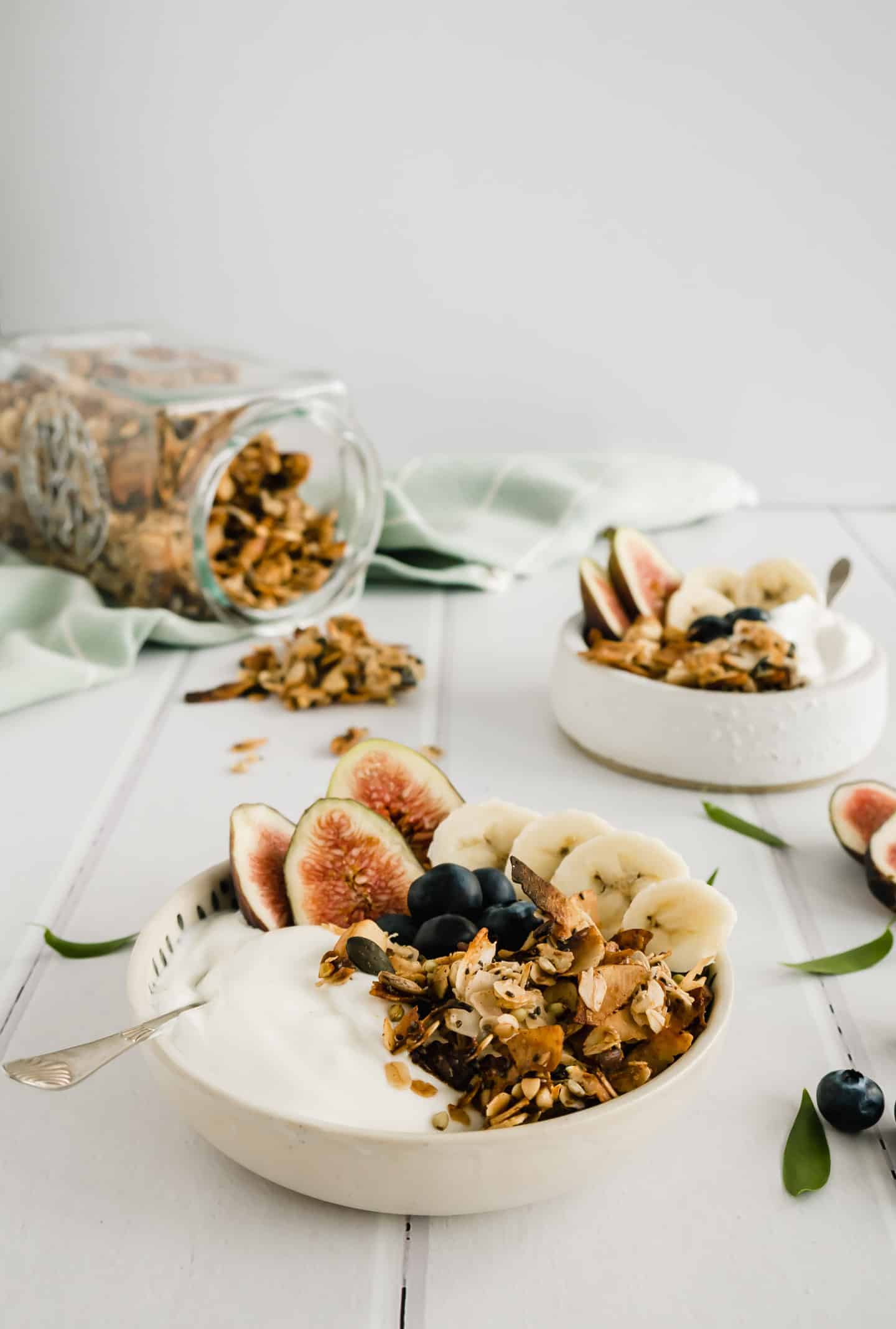 Homemade Granola Breakfast with Greek Yogurt and Fruit