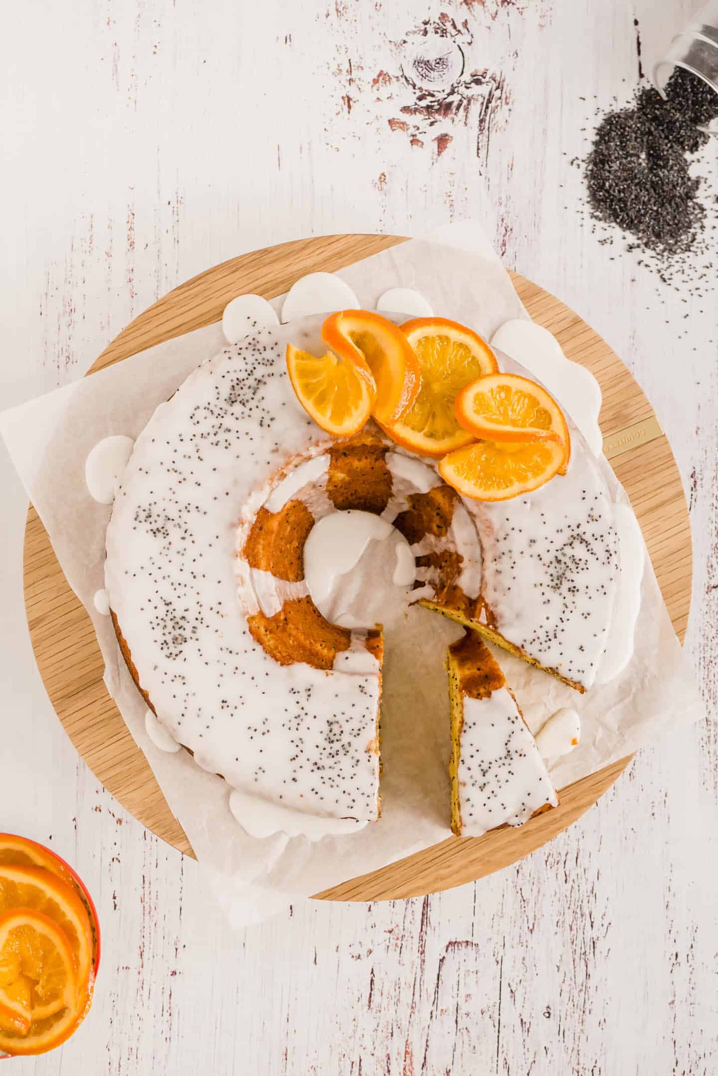 Orange and Poppy Seeds Cake On a Cake Stand