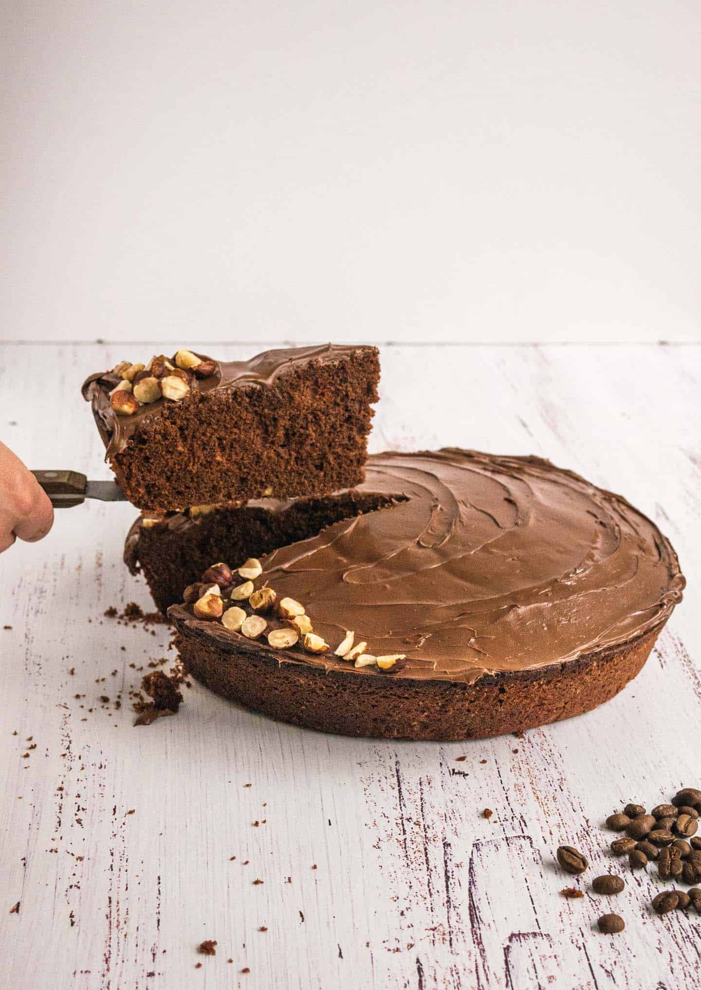 Mocha Cake with Nutella and roasted hazelnuts